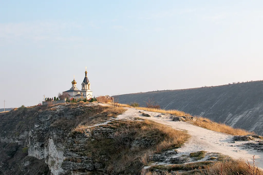 Orthodox Cathedral on a rocky hill.